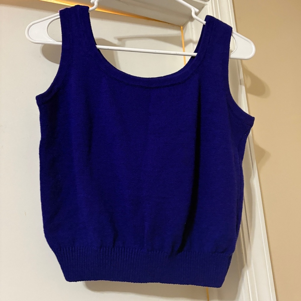 St John Purple Knit Wool Cropped Sleeveless Tank Top Size S/M